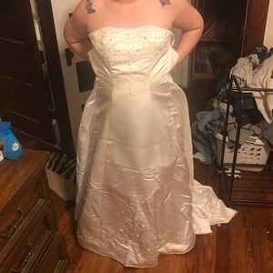 Size 14 wedding dress with slip and veil